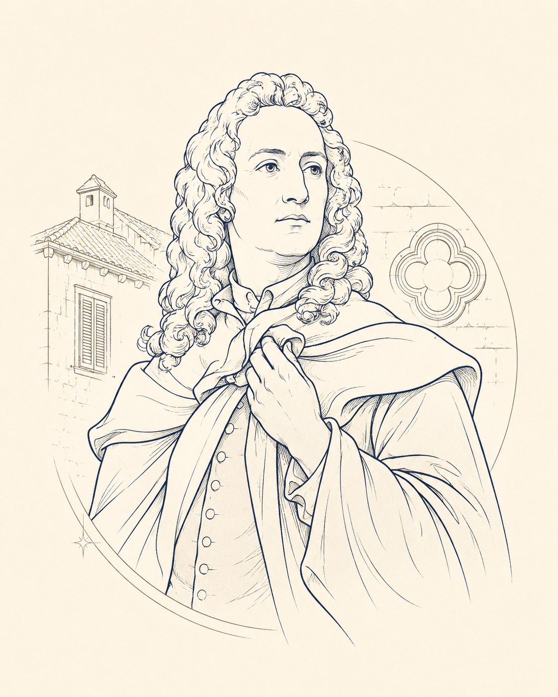 Line-art portrait of Ivan Gundulić