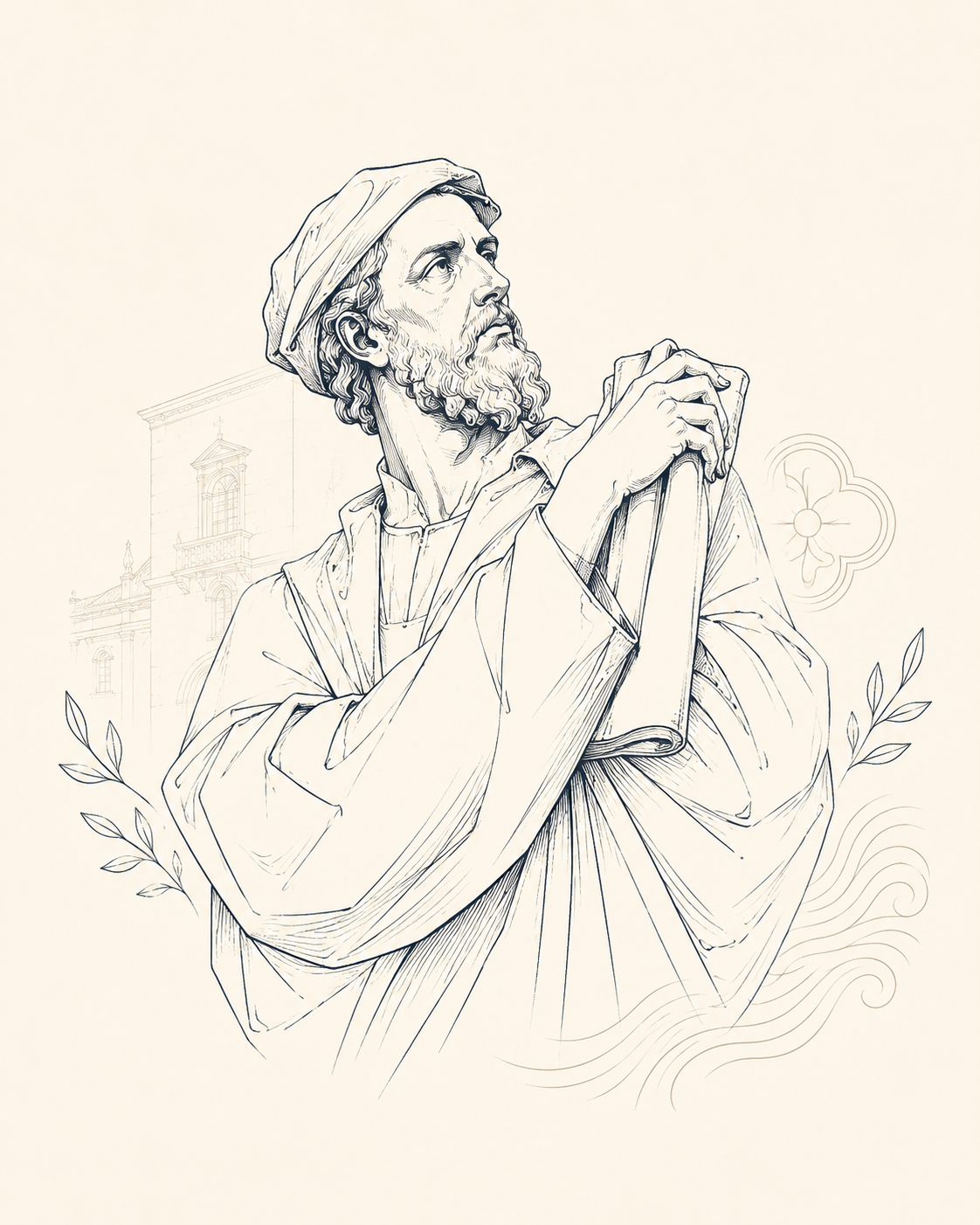 Line-art portrait of Marko Marulić